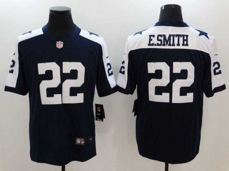 Men Dallas Cowboys #22 E.Smith Blue thanksgiving Nike Vapor Untouchable Limited NFL Jerseys->->NFL Jersey